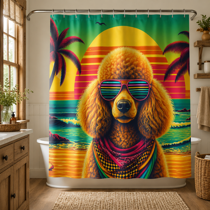 Custom Photo Tropical Dog Shower Curtain | Gift For Dog Lovers