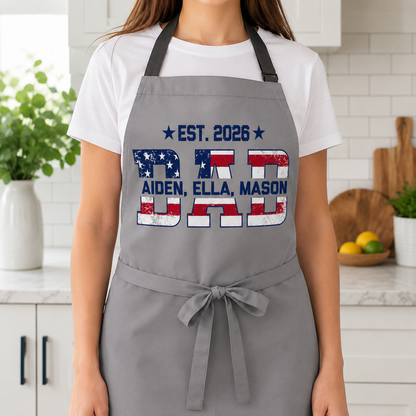 Custom US Dad Apron, Personalized Apron For Dad, Gifts For Dad - TOM99