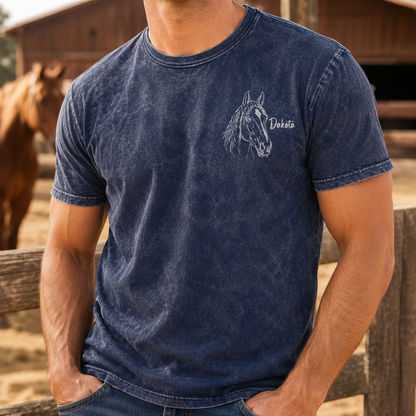 Custom Photo Horse Love Wash T-Shirt | Personalized Horse Lover Shirt | Gift For Horse Lovers TOM99