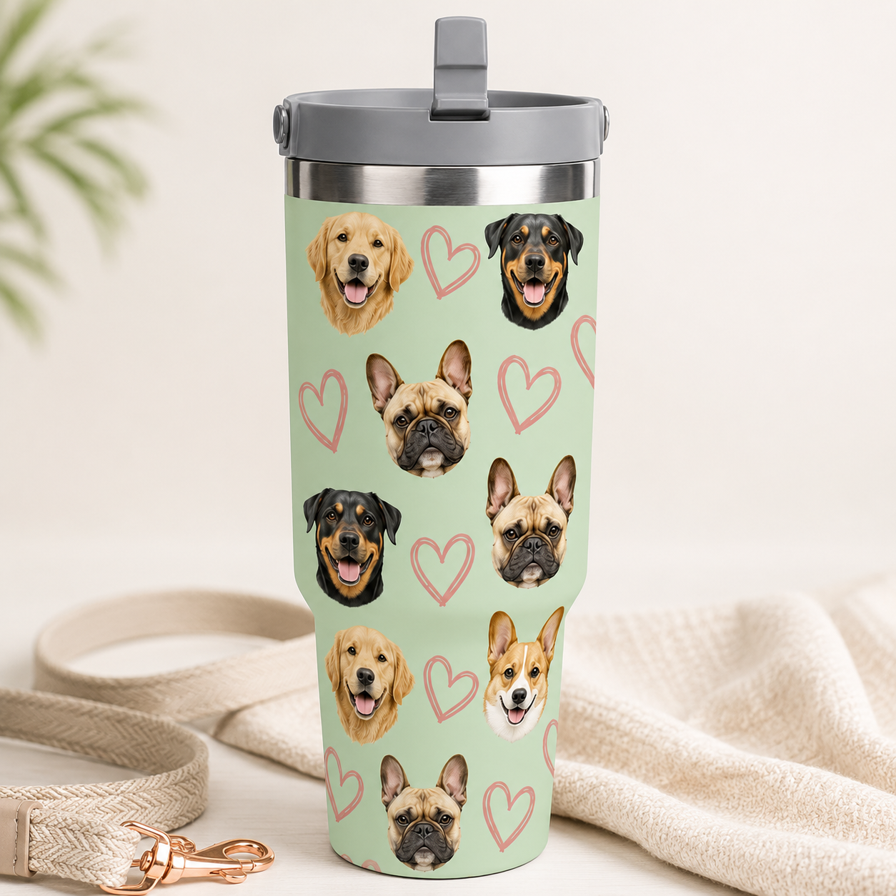 Custom Photo Love Dog 30oz Tumbler | Gift For Dog Lovers | Pet Lover Gifts TOM99