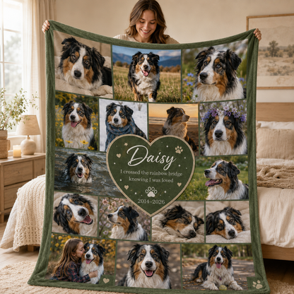 Custom Photo Dog Memorial Blanket | Personalized Dog Lovers Gifts | Gift For Dog Lovers TOM99