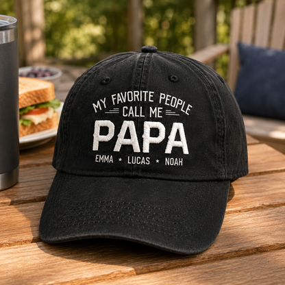 Custom Photo Call Me Papa Dad Embroidered Hat, Personalized Cap, Custom Portrait Dad Hat, Father’s Day Gift TOM99