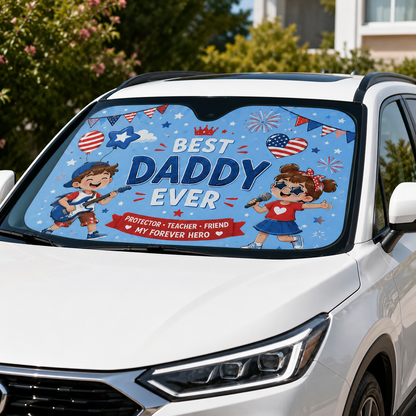 Personalized Best Papa Car Windshield Sun Shade, Custom Car Sun Shade for Dad, Gift For Dad TOM99