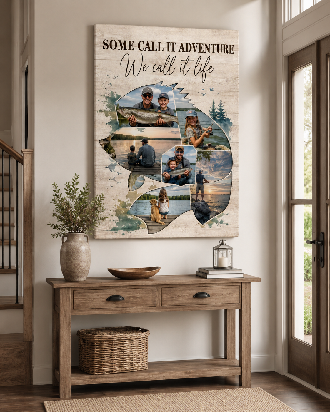 Custom Photo Dad Fishing Canvas Wall Art - Custom Gift For Dad TOM99