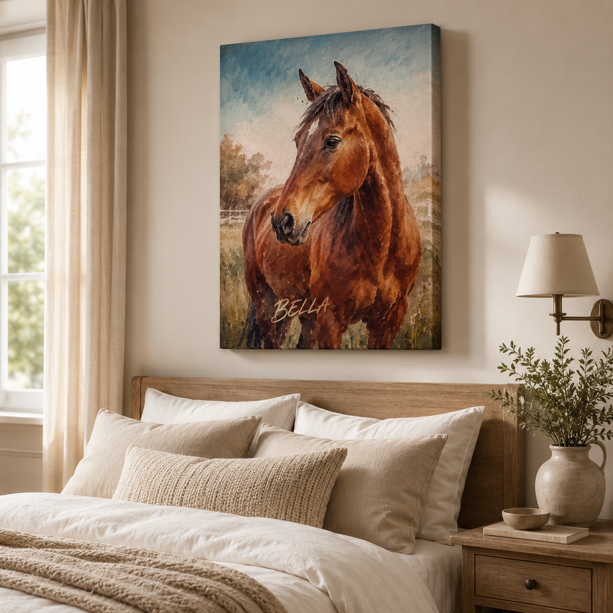 Custom Photo Pure Horse Wall Art Canvas | Personalized Horse Photo Canvas | Gift For Horse Lovers TOM99