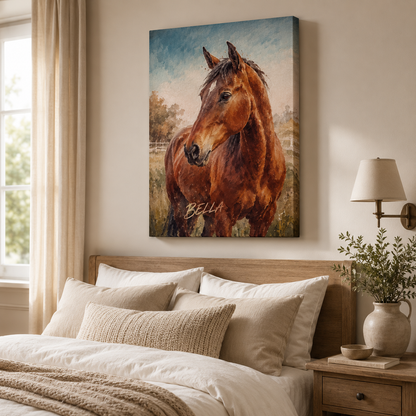 Custom Photo Pure Horse Wall Art Canvas | Personalized Horse Photo Canvas | Gift For Horse Lovers TOM99