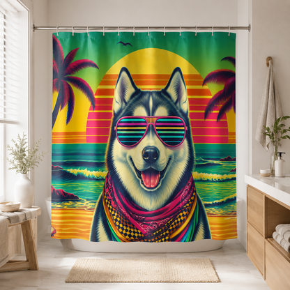 Custom Photo Tropical Dog Shower Curtain | Gift For Dog Lovers