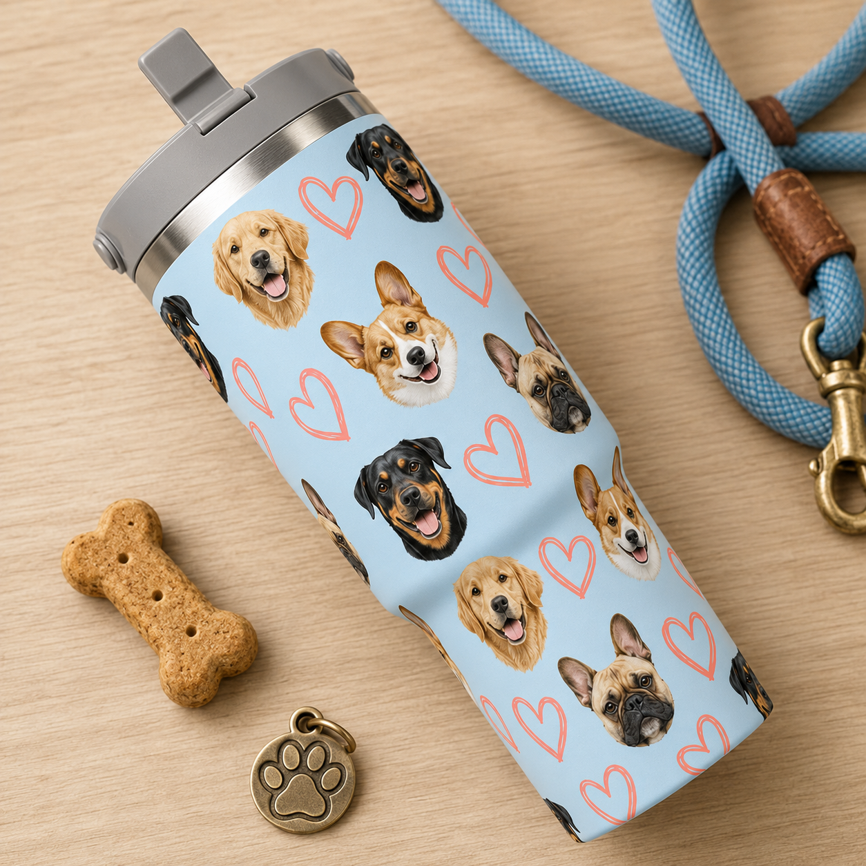 Custom Photo Love Dog 30oz Tumbler | Gift For Dog Lovers | Pet Lover Gifts TOM99