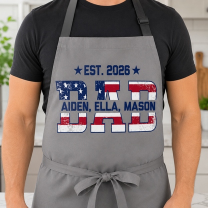 Custom US Dad Apron, Personalized Apron For Dad, Gifts For Dad - TOM99