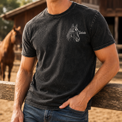 Custom Photo Horse Love Wash T-Shirt | Personalized Horse Lover Shirt | Gift For Horse Lovers TOM99