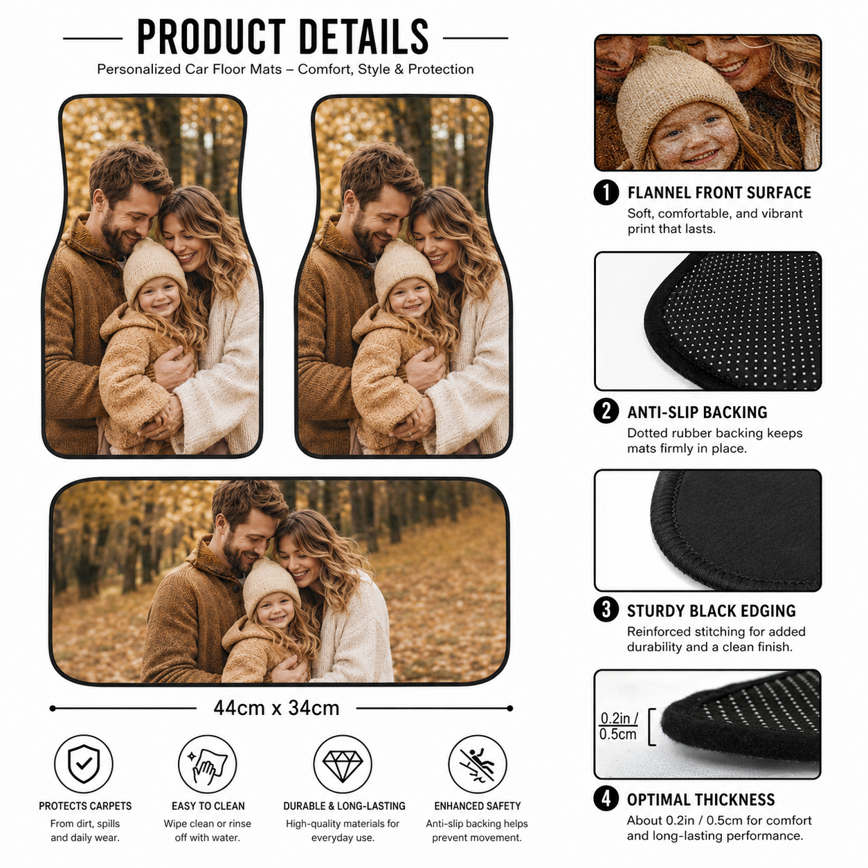 Personalized Dad Family Flannel Car Floor Mats, Custom Dad Floor Mats, Gift For Dad TOM99