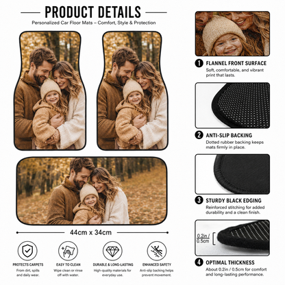 Personalized Dad Family Flannel Car Floor Mats, Custom Dad Floor Mats, Gift For Dad TOM99