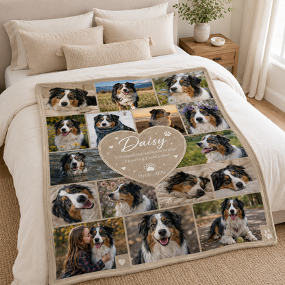 Custom Photo Dog Memorial Blanket | Personalized Dog Lovers Gifts | Gift For Dog Lovers TOM99