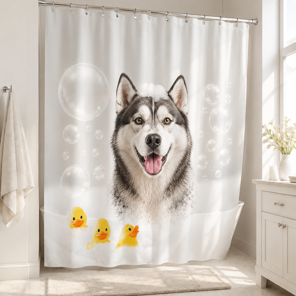 Custom Photo Dog Shower Curtain | Gift For Dog Lovers