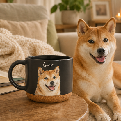 Custom Photo My Dog 12oz Cork Mug | Gift For Dog Lovers | Pet Lover Gifts TOM99
