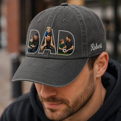 Custom Photo Father Embroidered Hat, Personalized Cap, Custom Portrait Dad Hat, Father’s Day Gift TOM99