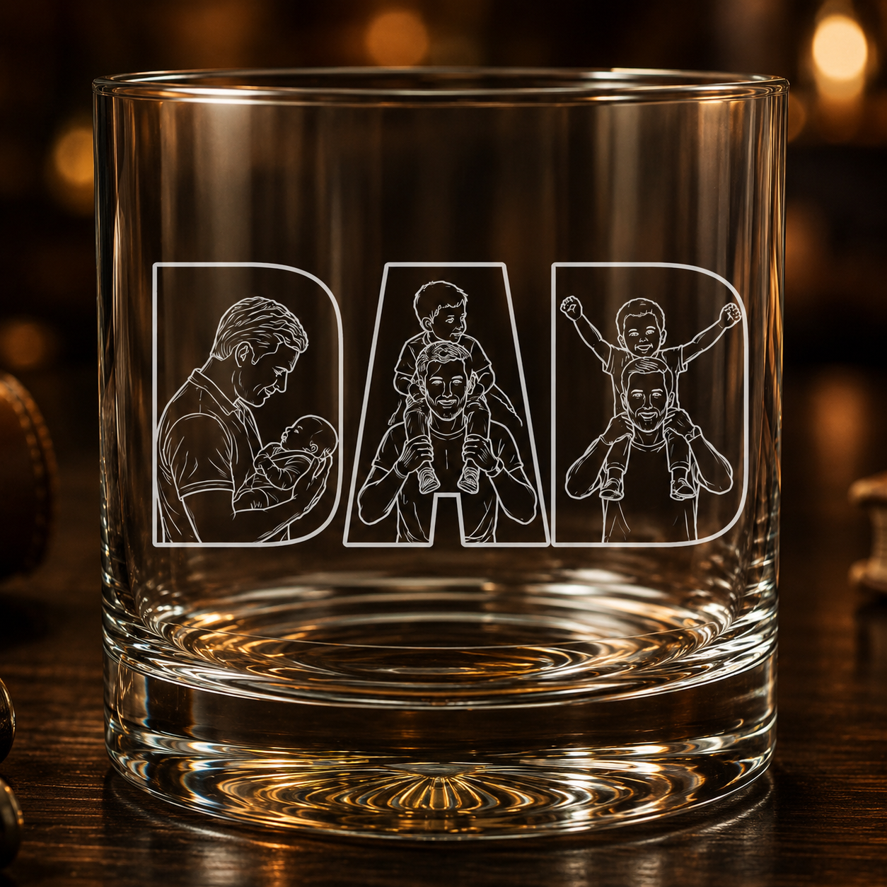 Custom Photo Dad Whiskey Glass | Photo Dad Portrait Gift | Father's Day Gifs | Gift For Father TOM99
