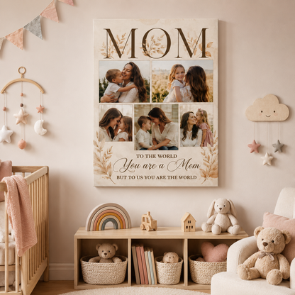 Custom Photo Mom Is The World Canvas Wall Art - Custom Gift For Mom TOM99