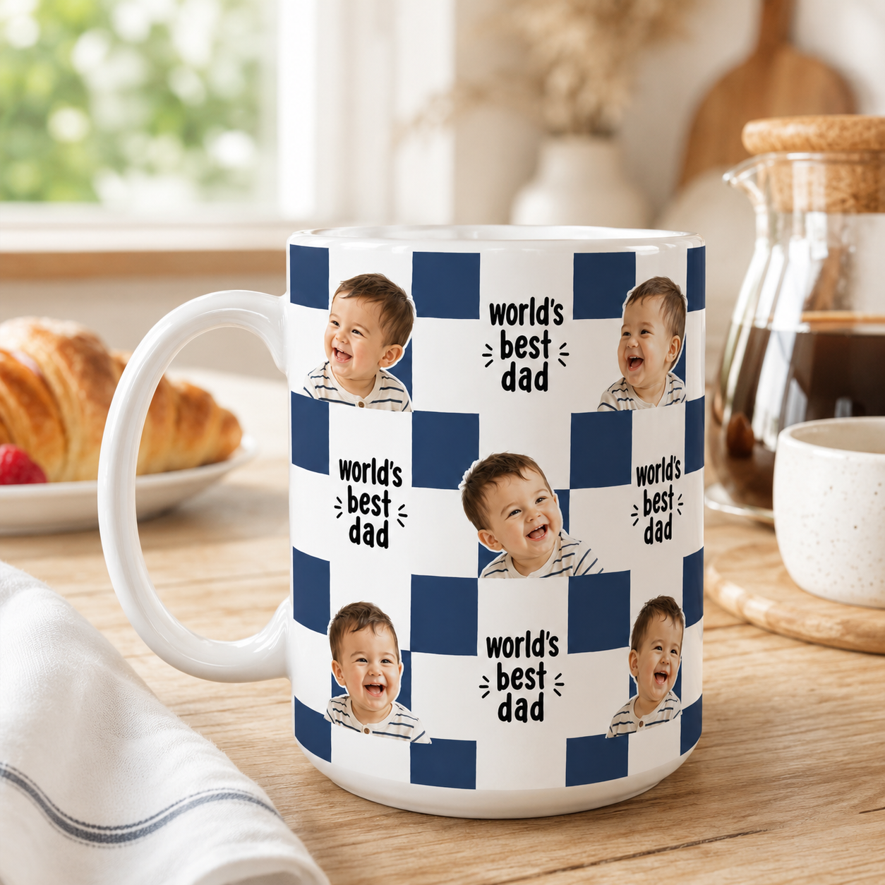 Custom Photo World's Best Dad Mug, Personalized Mug Mug For Husband Dad Grandfather TOM99