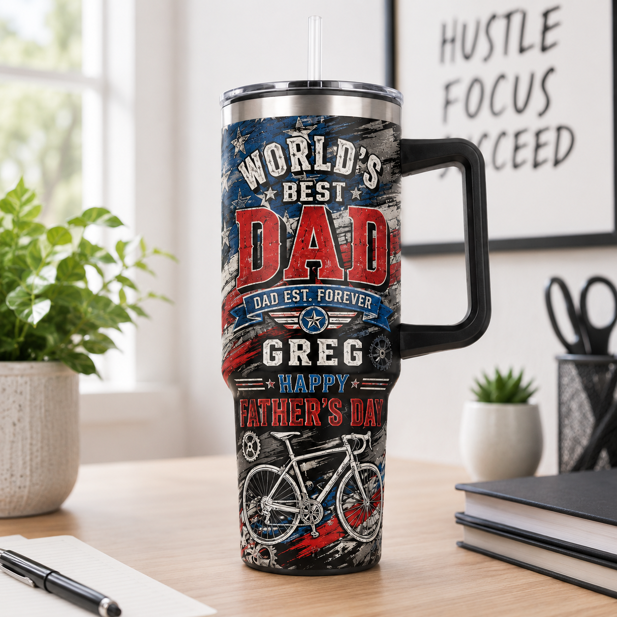 Custom World's Best Dad 40oz Tumbler, Personalized Dad Tumbler, Father’s Day Gift TOM99