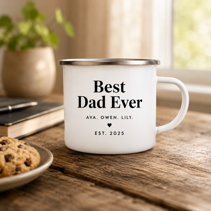 Personalized Dad Crew Camp Mug 12oz, Custom Dad Enamel Cup, Gift For Dad TOM99