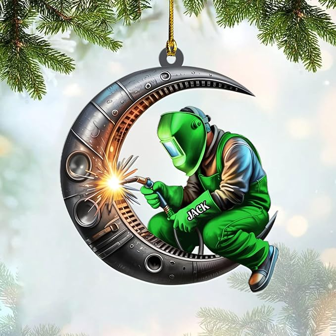 Custom Welder Sit On The Moon Style 16 Christmas Ornament