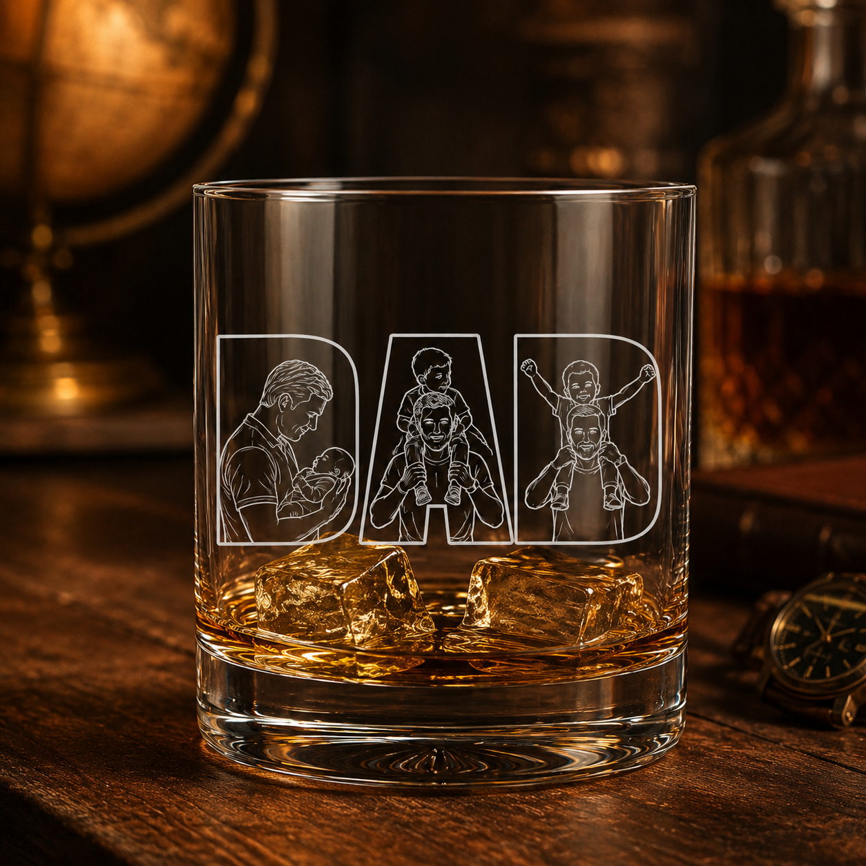 Custom Photo Dad Whiskey Glass | Photo Dad Portrait Gift | Father's Day Gifs | Gift For Father TOM99
