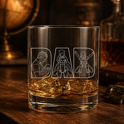 Custom Photo Dad Whiskey Glass | Photo Dad Portrait Gift | Father's Day Gifs | Gift For Father TOM99