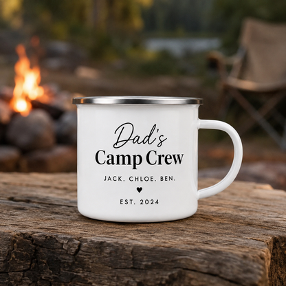 Personalized Dad Crew Camp Mug 12oz, Custom Dad Enamel Cup, Gift For Dad TOM99