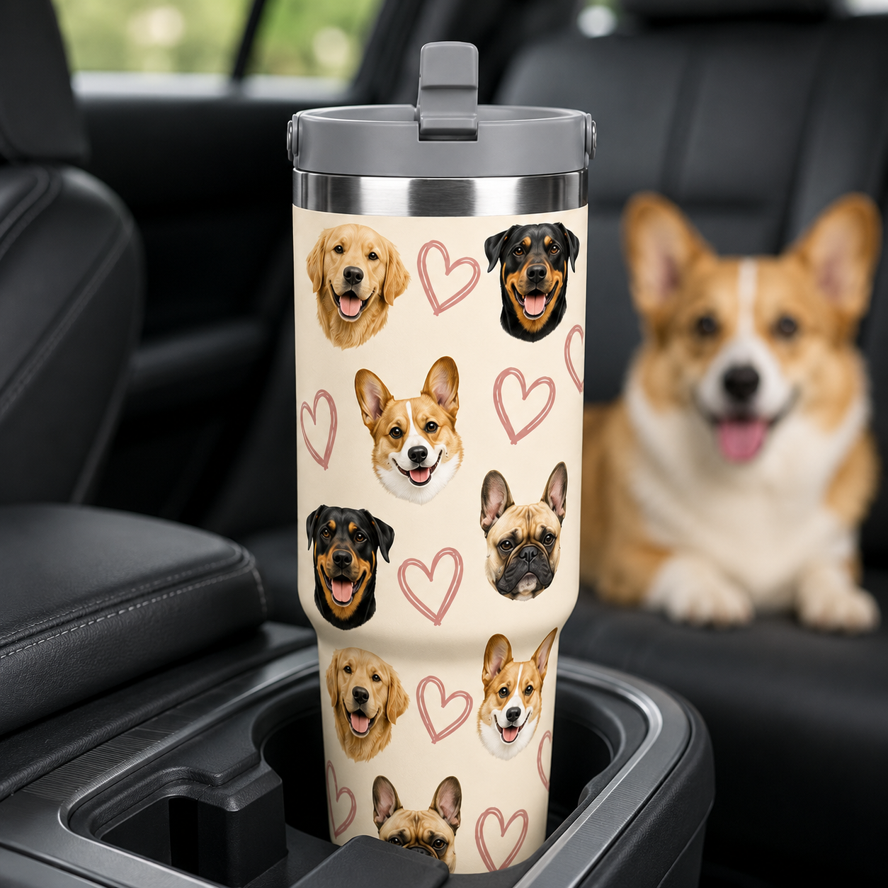 Custom Photo Love Dog 30oz Tumbler | Gift For Dog Lovers | Pet Lover Gifts TOM99