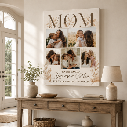 Custom Photo Mom Is The World Canvas Wall Art - Custom Gift For Mom TOM99