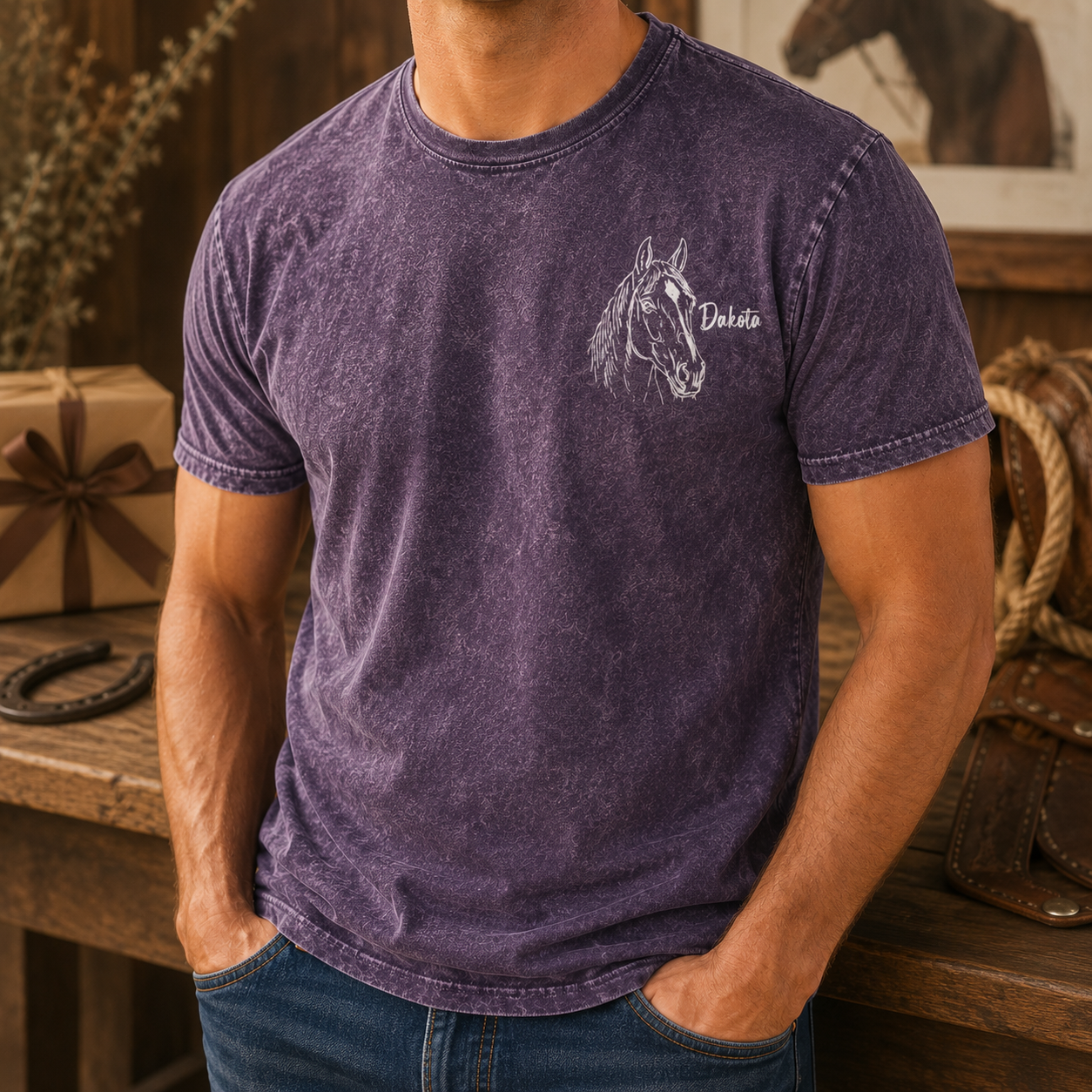 Custom Photo Horse Love Wash T-Shirt | Personalized Horse Lover Shirt | Gift For Horse Lovers TOM99