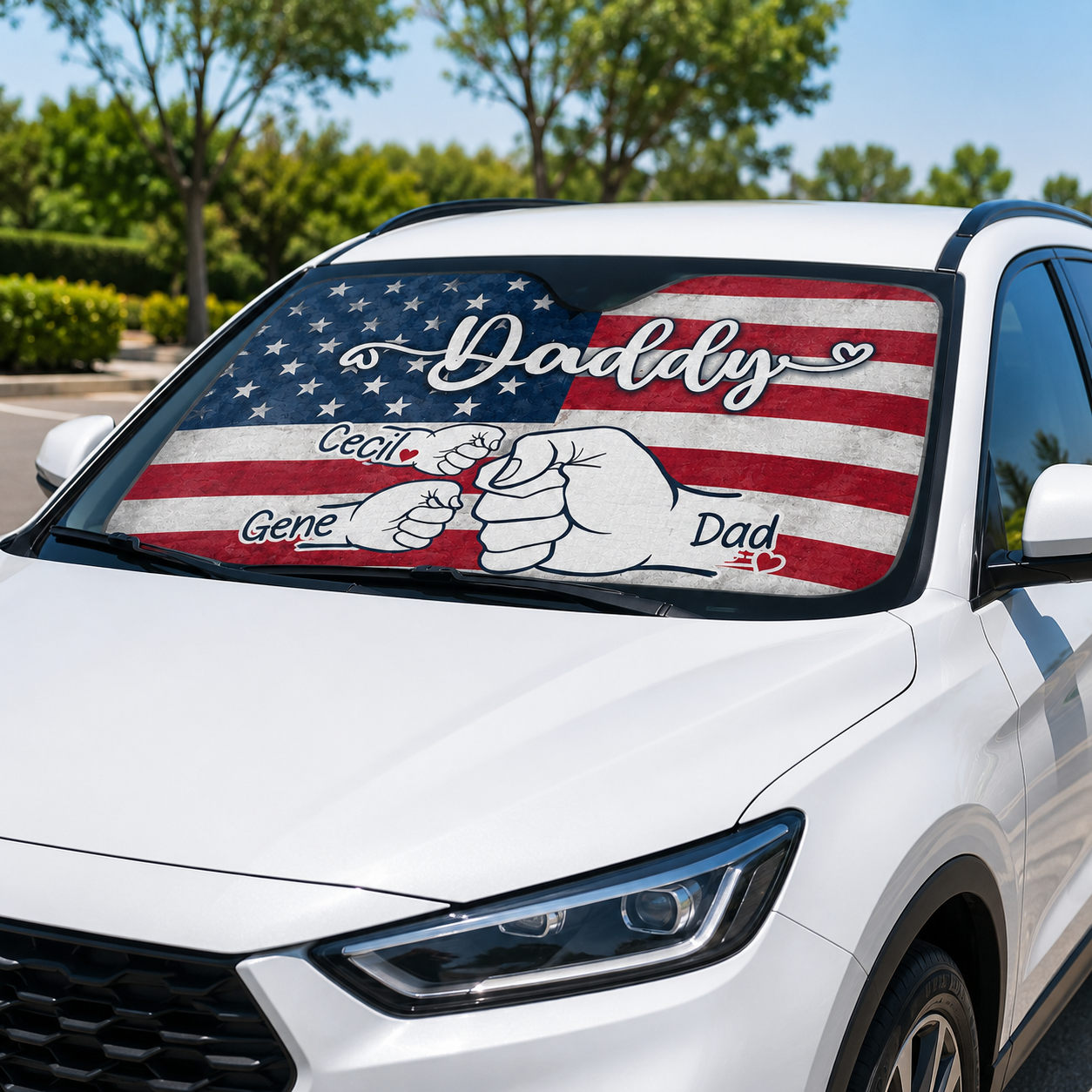 Personalized Daddy Punch Car Windshield Sun Shade, Custom Car Sun Shade for Dad, Gift For Dad TOM99