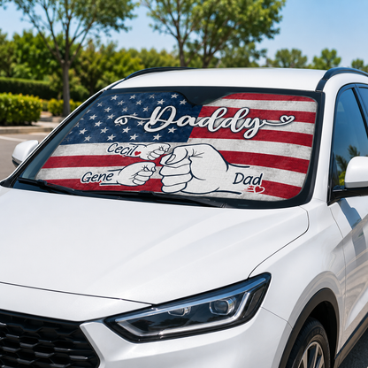 Personalized Daddy Punch Car Windshield Sun Shade, Custom Car Sun Shade for Dad, Gift For Dad TOM99