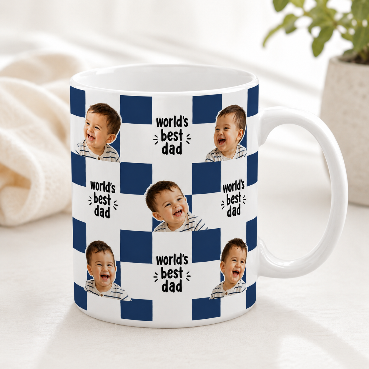 Custom Photo World's Best Dad Mug, Personalized Mug Mug For Husband Dad Grandfather TOM99