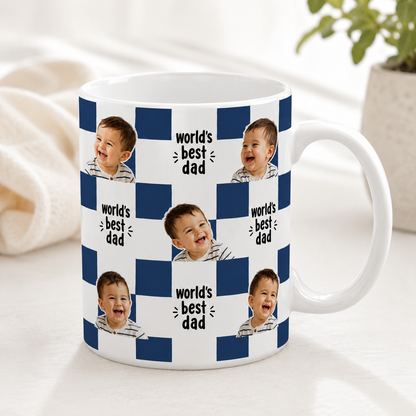 Custom Photo World's Best Dad Mug, Personalized Mug Mug For Husband Dad Grandfather TOM99
