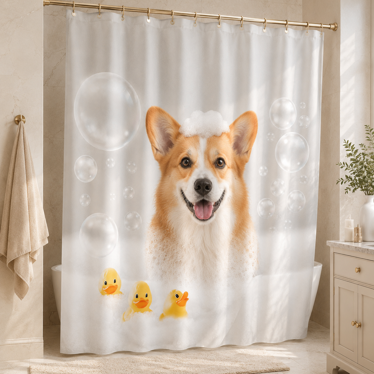 Custom Photo Dog Shower Curtain | Gift For Dog Lovers