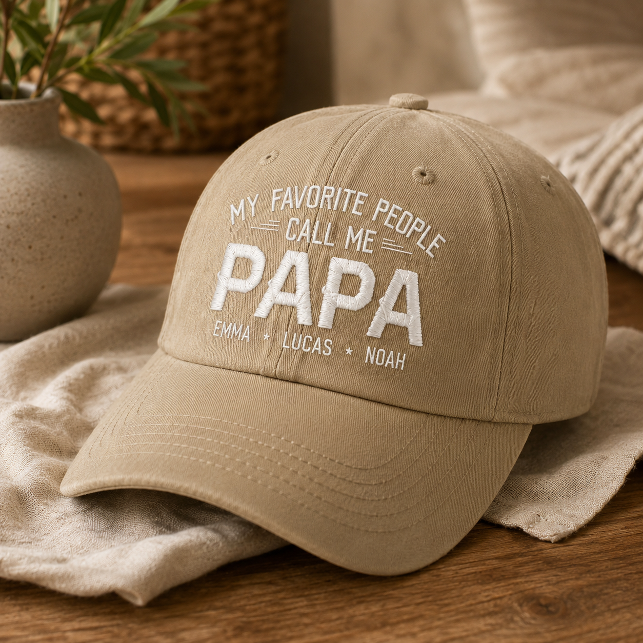 Custom Photo Call Me Papa Dad Embroidered Hat, Personalized Cap, Custom Portrait Dad Hat, Father’s Day Gift TOM99