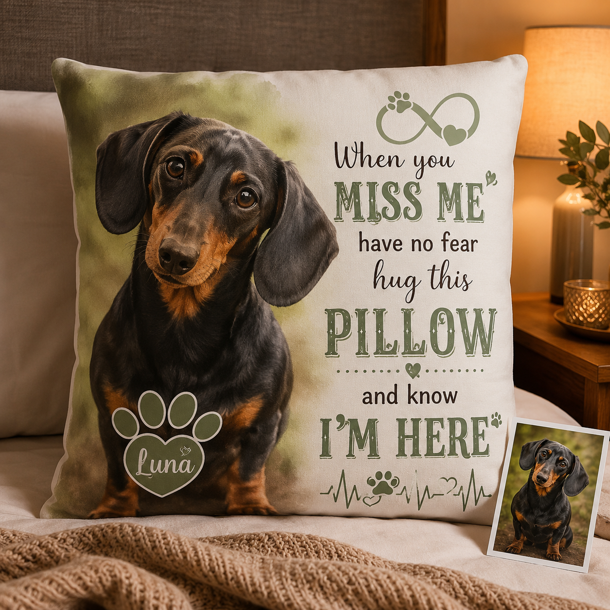Custom Photo Dog Memories Pillow | Gift For Dog Lovers | Personalized Dog Decor TOM99