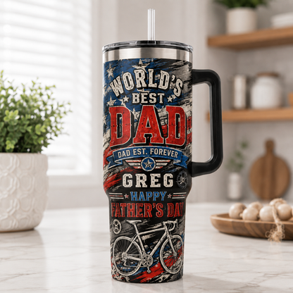 Custom World's Best Dad 40oz Tumbler, Personalized Dad Tumbler, Father’s Day Gift TOM99