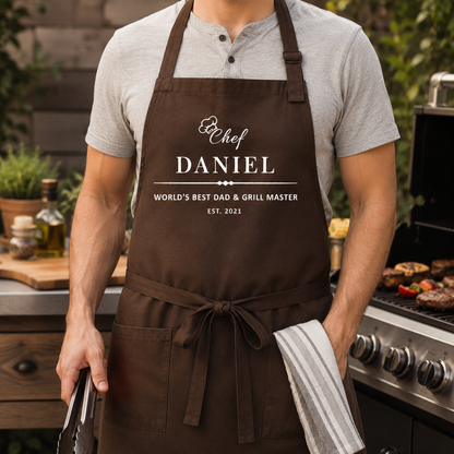 Custom Best Dad Chef Apron, Personalized Apron For Dad, Gifts For Dad - TOM99