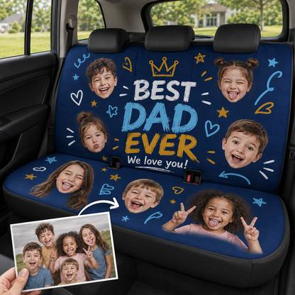 Personalized Best Dad Photo Car Rear Seat Cover, Custom Back Seat Protector For Dad, Gift For Dad TOM99