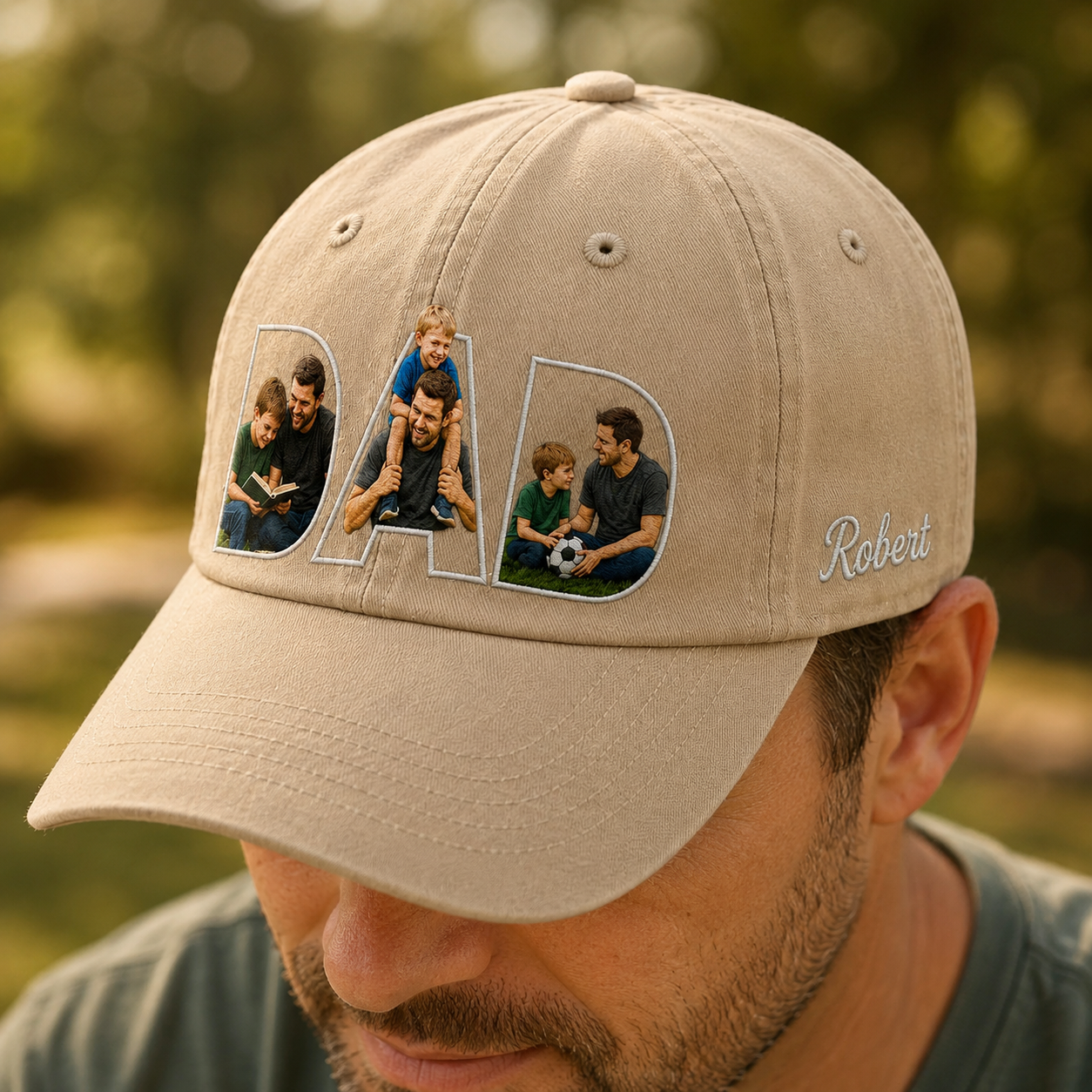 Custom Photo Father Embroidered Hat, Personalized Cap, Custom Portrait Dad Hat, Father’s Day Gift TOM99