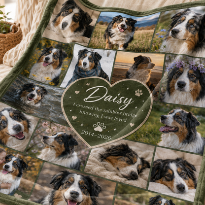 Custom Photo Dog Memorial Blanket | Personalized Dog Lovers Gifts | Gift For Dog Lovers TOM99
