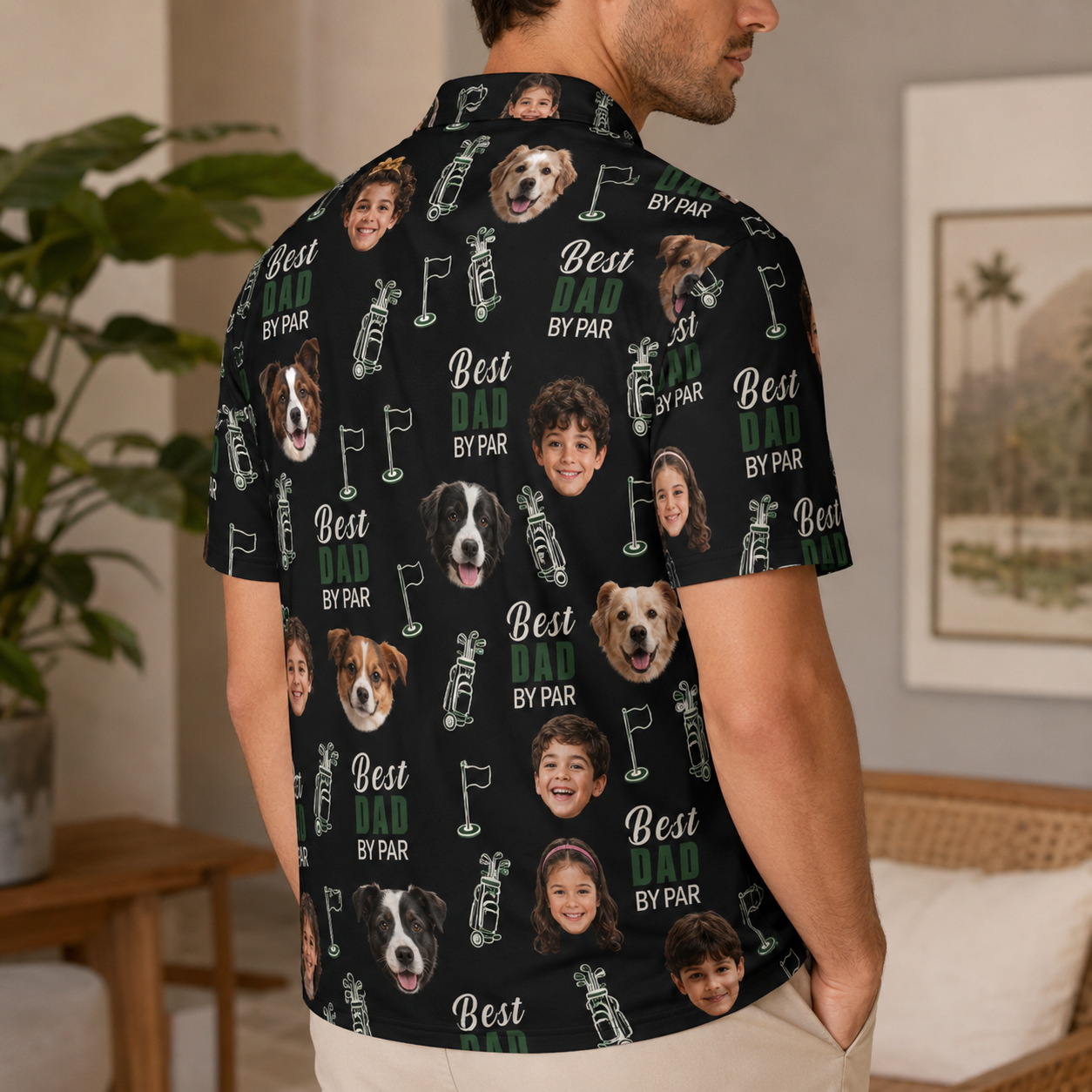 Custom Photo Best Dad By Par Polo Shirt, Personalized Polo Shirt For Husband Dad Grandfather