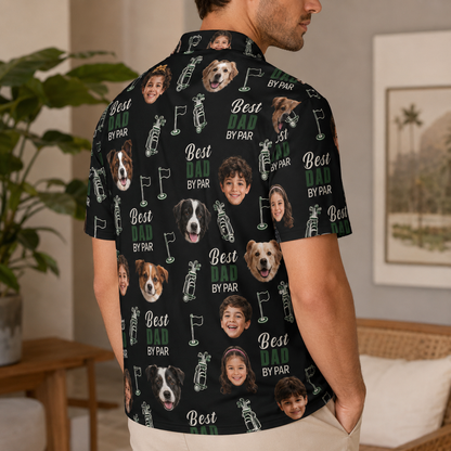 Custom Photo Best Dad By Par Polo Shirt, Personalized Polo Shirt For Husband Dad Grandfather