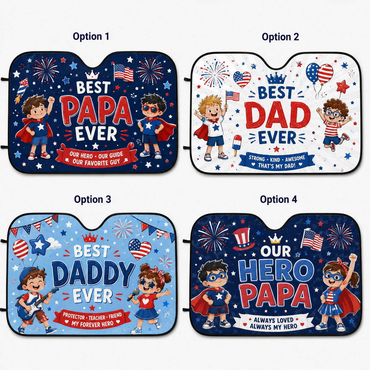 Personalized Best Papa Car Windshield Sun Shade, Custom Car Sun Shade for Dad, Gift For Dad TOM99