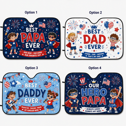 Personalized Best Papa Car Windshield Sun Shade, Custom Car Sun Shade for Dad, Gift For Dad TOM99
