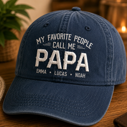 Custom Photo Call Me Papa Dad Embroidered Hat, Personalized Cap, Custom Portrait Dad Hat, Father’s Day Gift TOM99