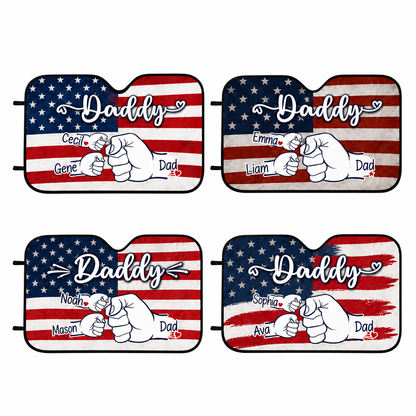 Personalized Daddy Punch Car Windshield Sun Shade, Custom Car Sun Shade for Dad, Gift For Dad TOM99